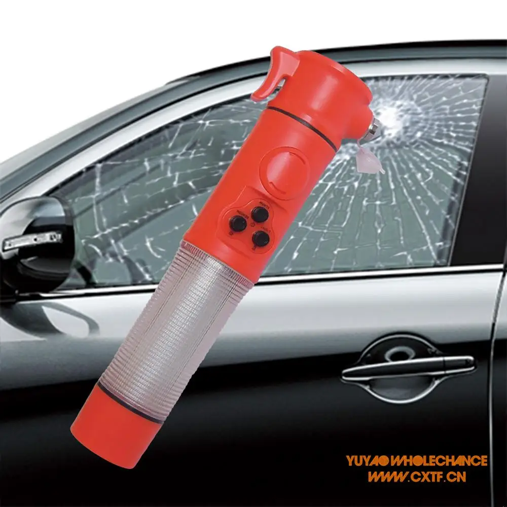 
Multifunctional Siren Sound Alarm Car Emergency Hammer for Glass Breaking with Beacon Light 