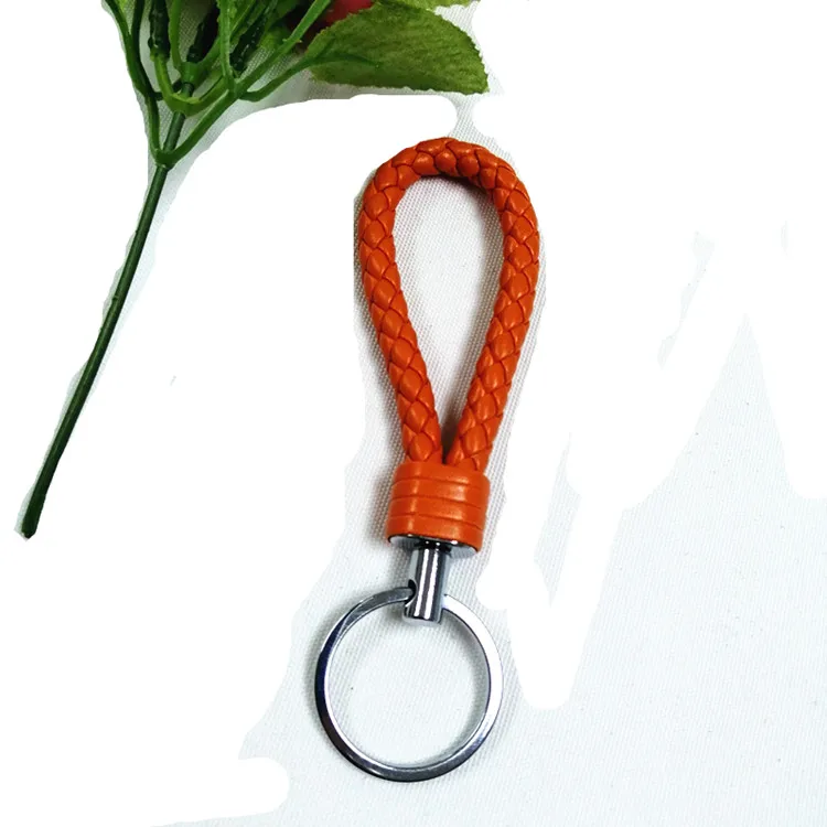 Colorfulbraid  leather key chain & Pompom leather key chain manufactory in Dongguan