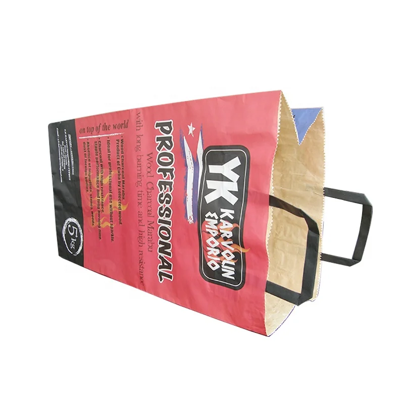 2kg 5kg 10kg Manufacturer Custom Printing  Kraft Paper Charcoal Bag BBQ brown paper bag sacks paper charcoal packaging bags