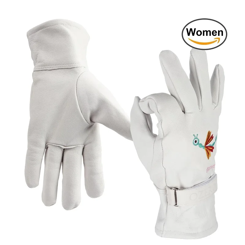 Gardening goatskin/sheepskin leather work gloves for men women and kids
