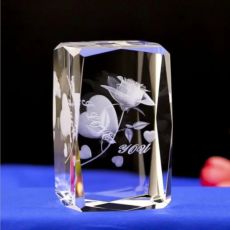 Best Selling 3d laser etched glass cube 3d crystal cubes Engraved Crystal Cube For Valentines Business Gifts