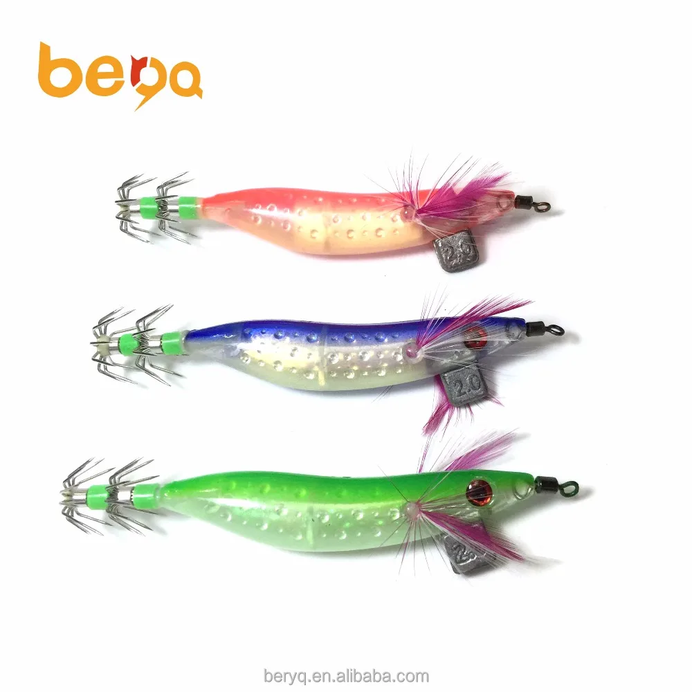 Glowing Wooden Shrimp Squid Octopus Hook Bait LED Glowing Hard Bait Plastic Explosive Hook Bait