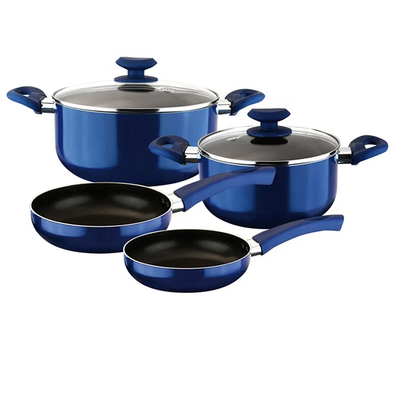 6 Pieces Aluminum Cooking Pot Cookware Sets  Multicolour Non-stick