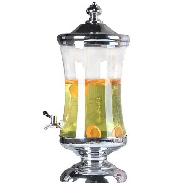 
2.5 gallon Elegant Wide Mouth Glass Beverage Dispenser with Silver Stand and Lid for Party Catering Buffet 