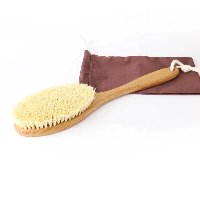 Long handle skin massaging sisal vegan body brush