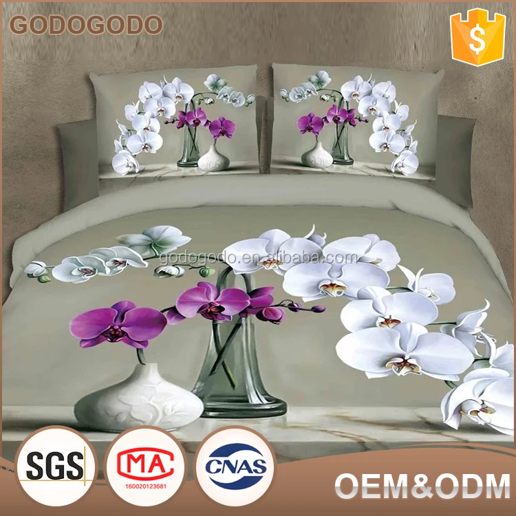 
Luxury Wedding Bed Sheet Comforter 4Pcs King Size Custom Print 3D Printed Bedding Set 