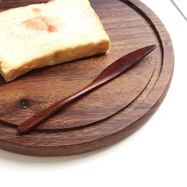 16CM Natural Dark Wood spreader knife Wood Butter Cheese knife