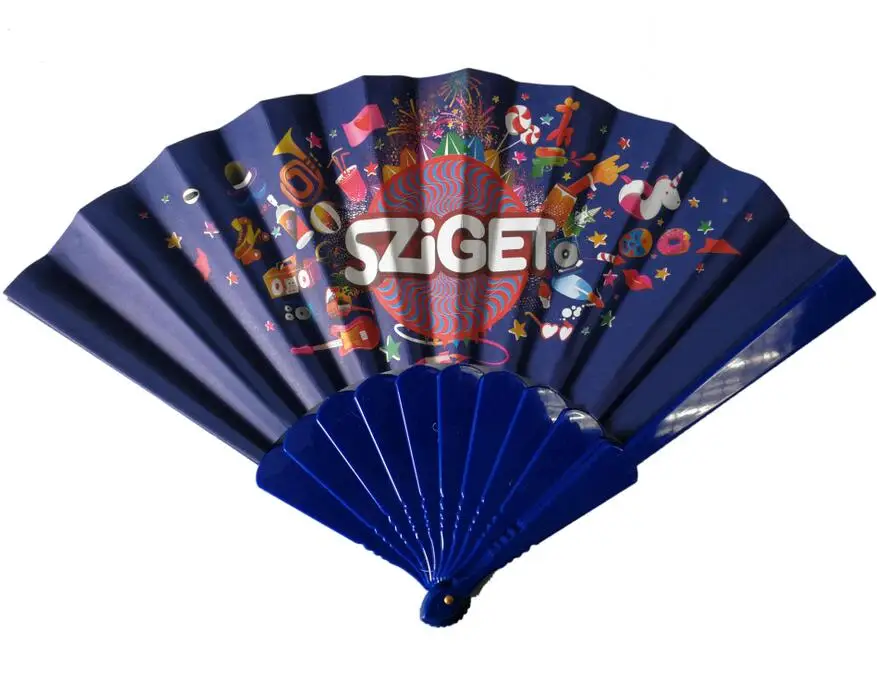 Customized Double Sizes Printing Paper Fan Plastic Hand Fan