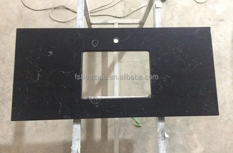 Черный прожилками Искусственного Камня Кварца Плиты