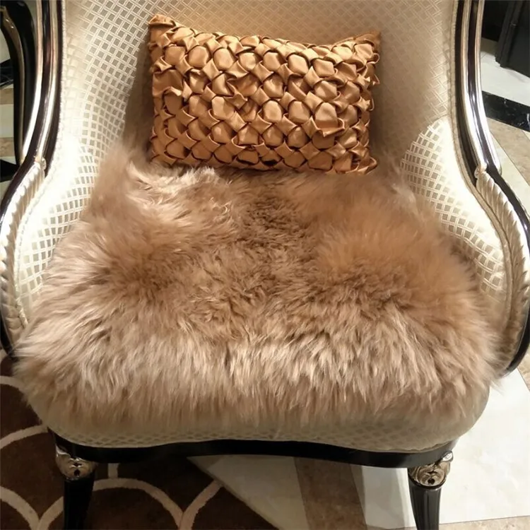 New Zealand brown natural high-low wool sheepskin sofa cushion