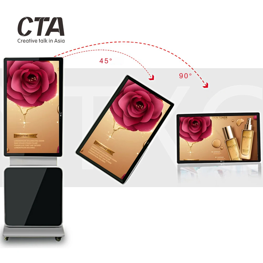 55 inch kiosk advertising touch screen digital signage portable