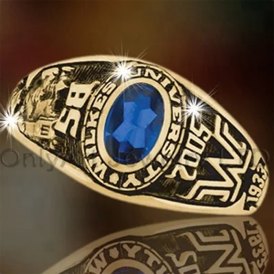 hot seller personalized Custom Logo school rings Champion 18k gold Plated Silver class ring for university graduation souvenir