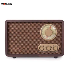 Portable Wooden AM FM Vintage Radio with Bulit-in Stereo Speaker Radio