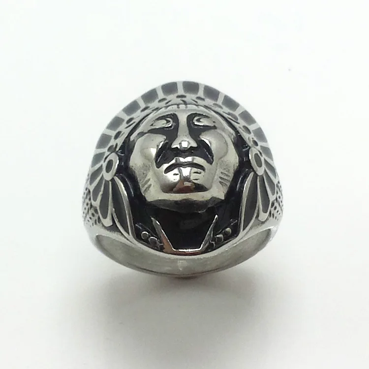 2023 New Indian Chief Head Ring Men Stainless Steel Vintage Motorcycle Rider Ring