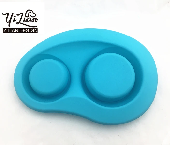 Stainless steel dog bowls with mat silicone, 2 in 1 double dog food silver bowl metal dog bowl stainless steel