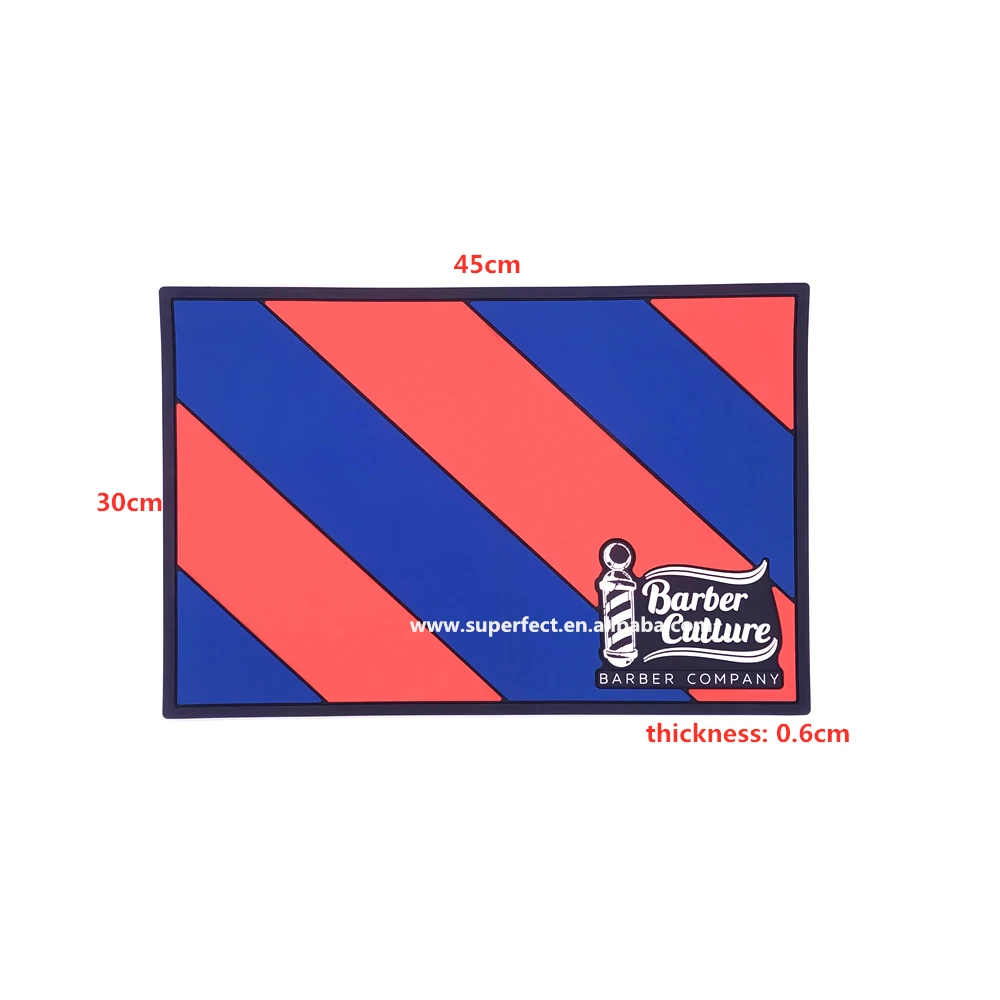 Custom logo Heavy-Duty counter table pvc Rubber barber station shop tools mat