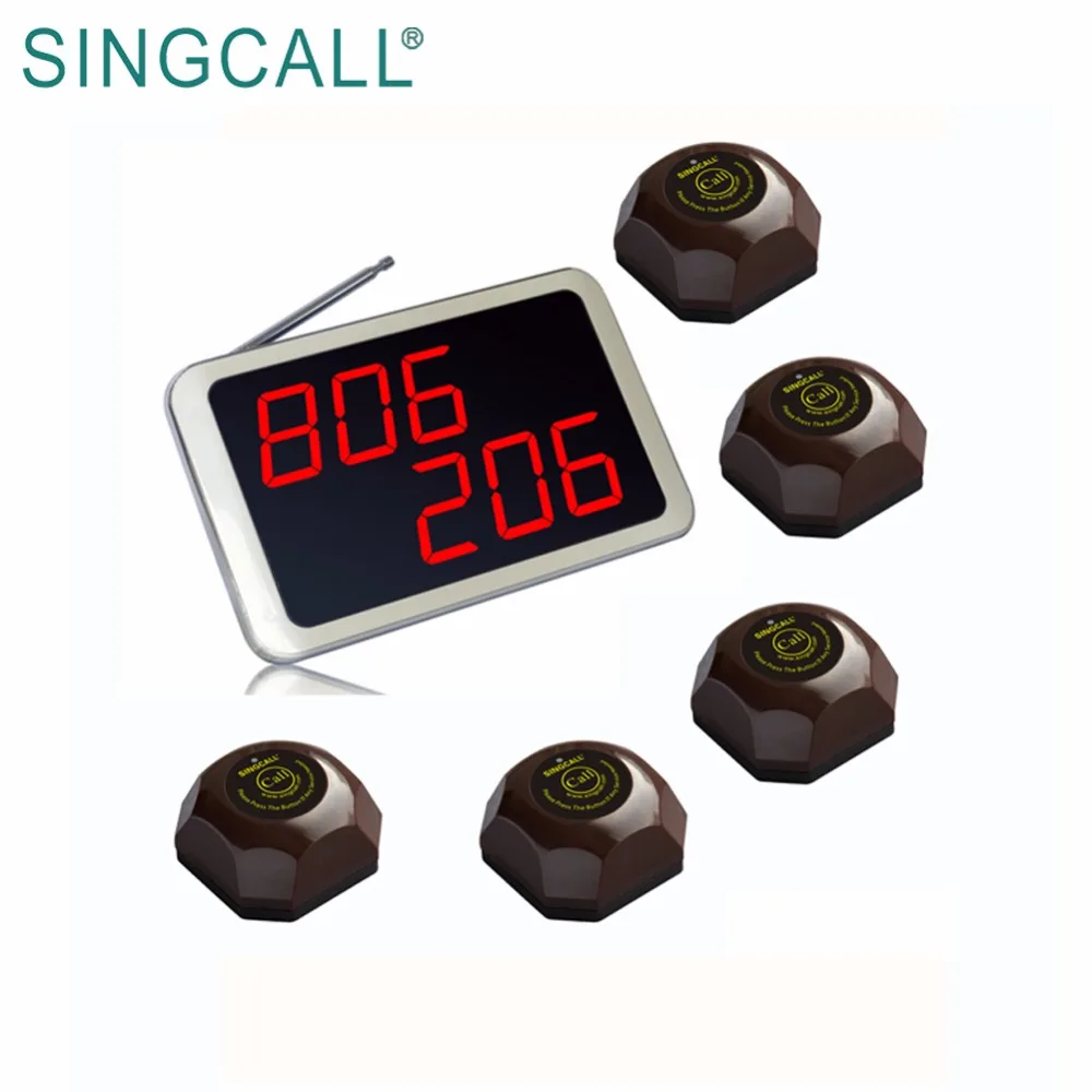  Беспроводная кнопка пейджера большого радиуса действия SINGCALL и звуковой приемник официантки для