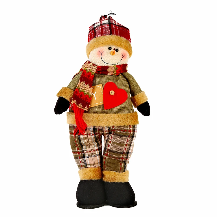 Manufacturers good selling christmas decorations standing snowman Elk toy ornaments fabric santa claus christmas doll wholesale