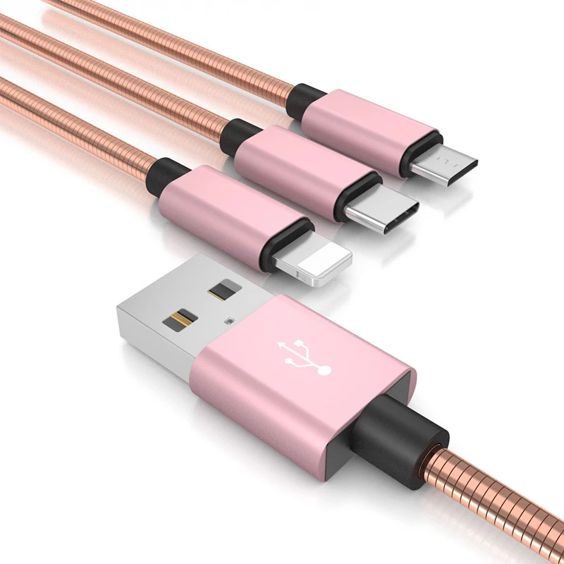 
Fast charger custom logo 1.2 meter 3 in 1 usb extension cable multi data cable for mobile phone charger 