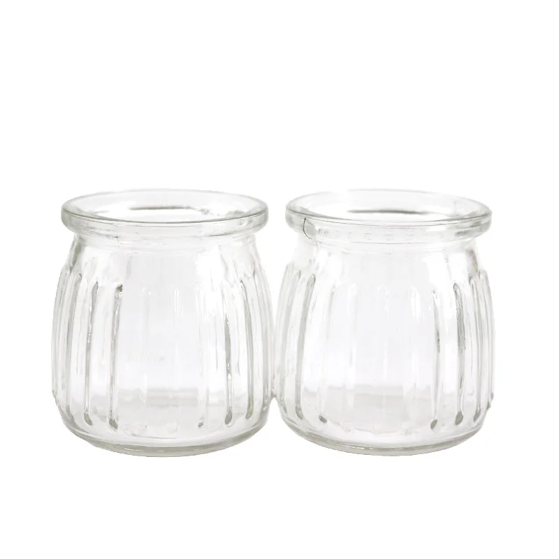 
Hot sale household storage food round glass bottle yogurt cup 100ml 150ml 200ml pudding bottle empty glass jar 
