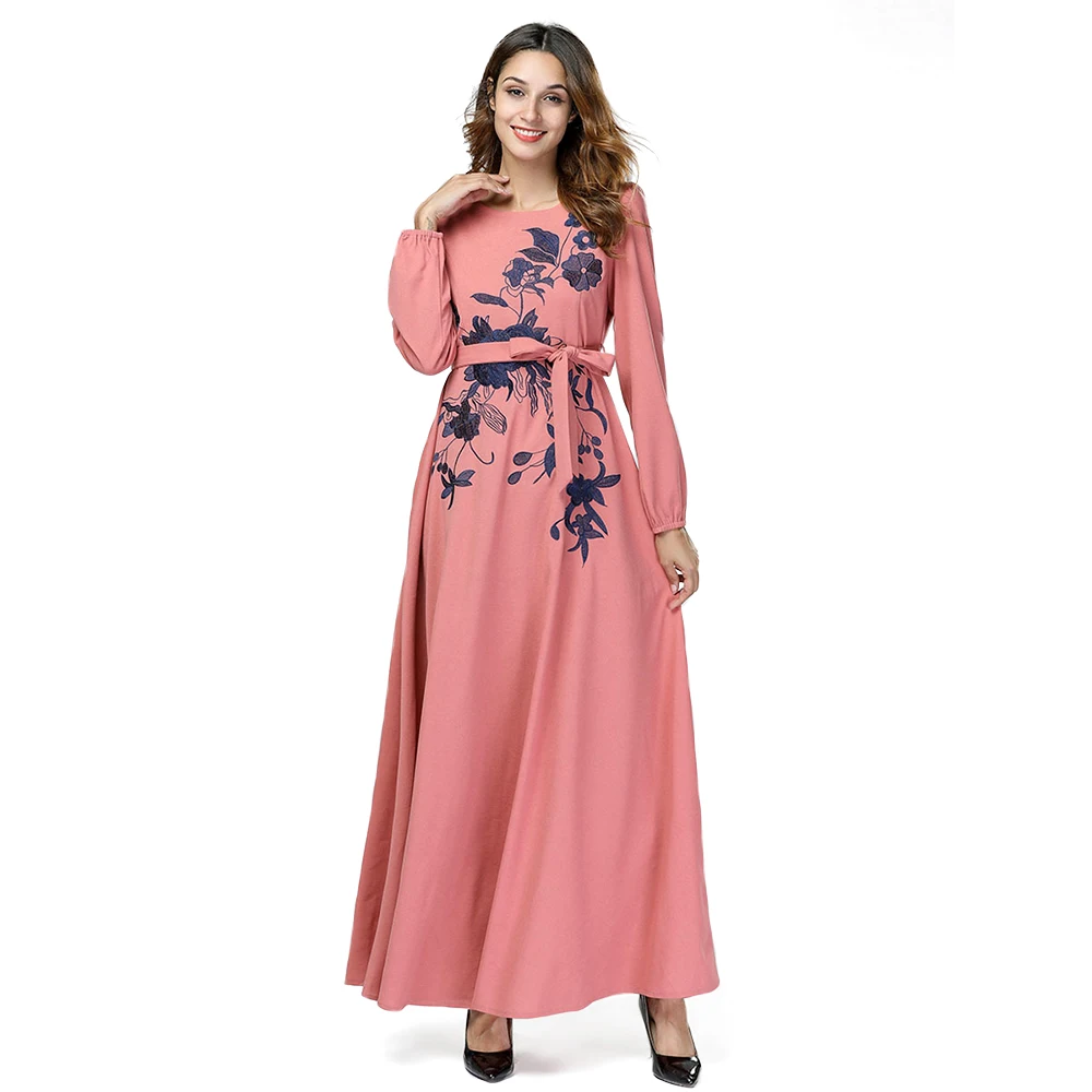 
Zakiyyah 7416 Turkish Clothes Western Style Muslim Bride Dress Arabic Kaftan Design For Women Plus Size Abaya Pink color 