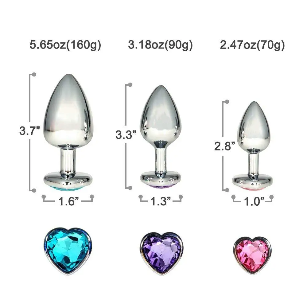 Jewelry Design Fetish Bondage SM sex anal 3pcs medical metal plated butt anal plug, anal toy for Sex Games