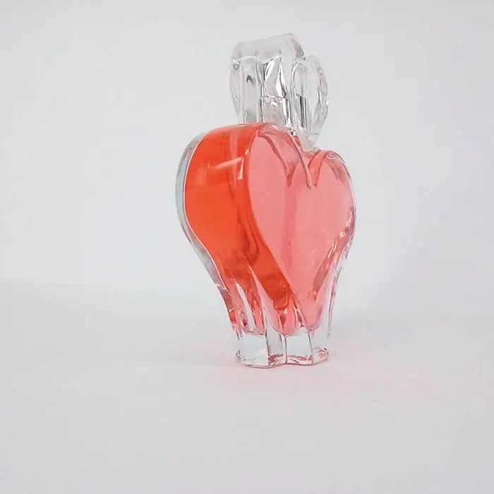 100ml heart shape clear glass perfume bottle luxury glass bottle with heart shape cap