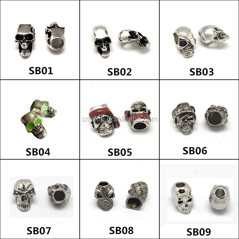 wholesale skull beads for paracord with horizontal holes
