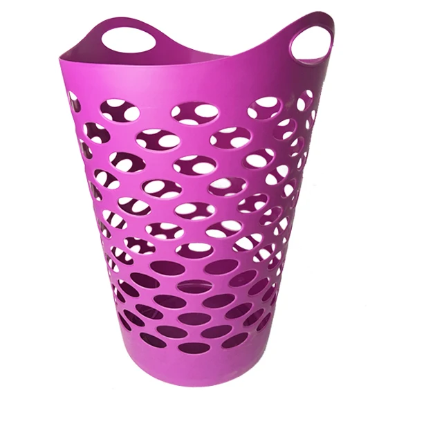 45L new style colored plastic laundry baskets hamper with handle