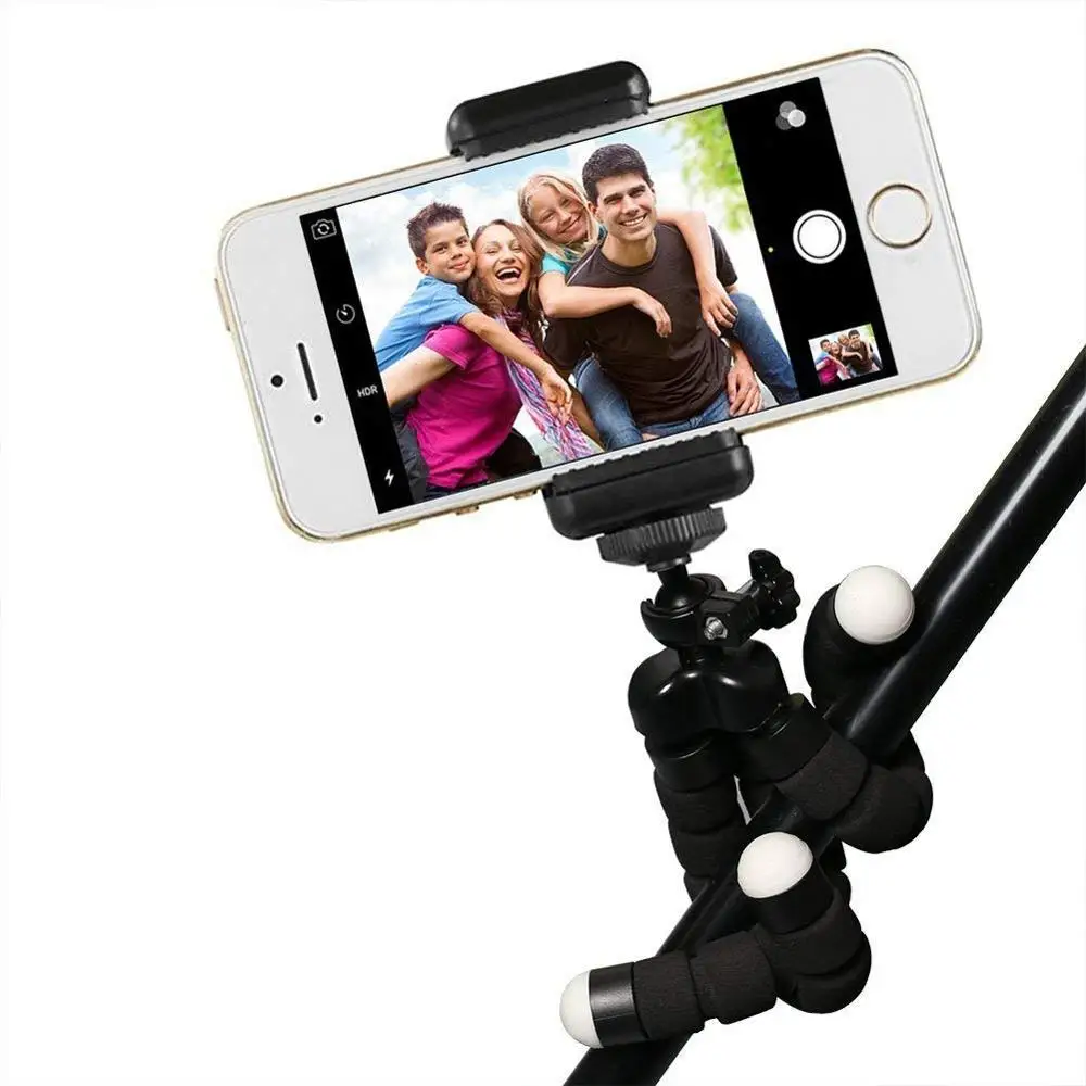 
Cell Phone Tripod Portable and Adjustable Camera Stand Holder with Wireless Bluetooth Remote and Universal Clip Mobile Tripod 
