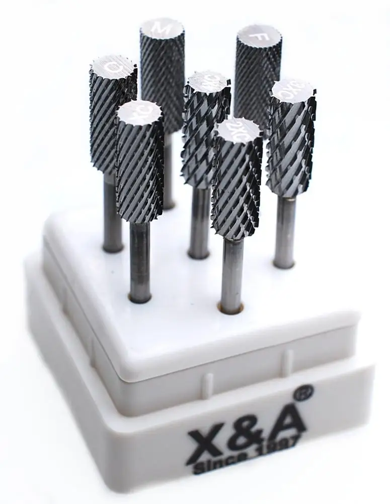 X & A Brand небольшого размера бочонок разрядные Tungsten Карбид фрез для маникюра/педикюра для маникюра, фрезер для ногтей, сверлильный, тонкой F