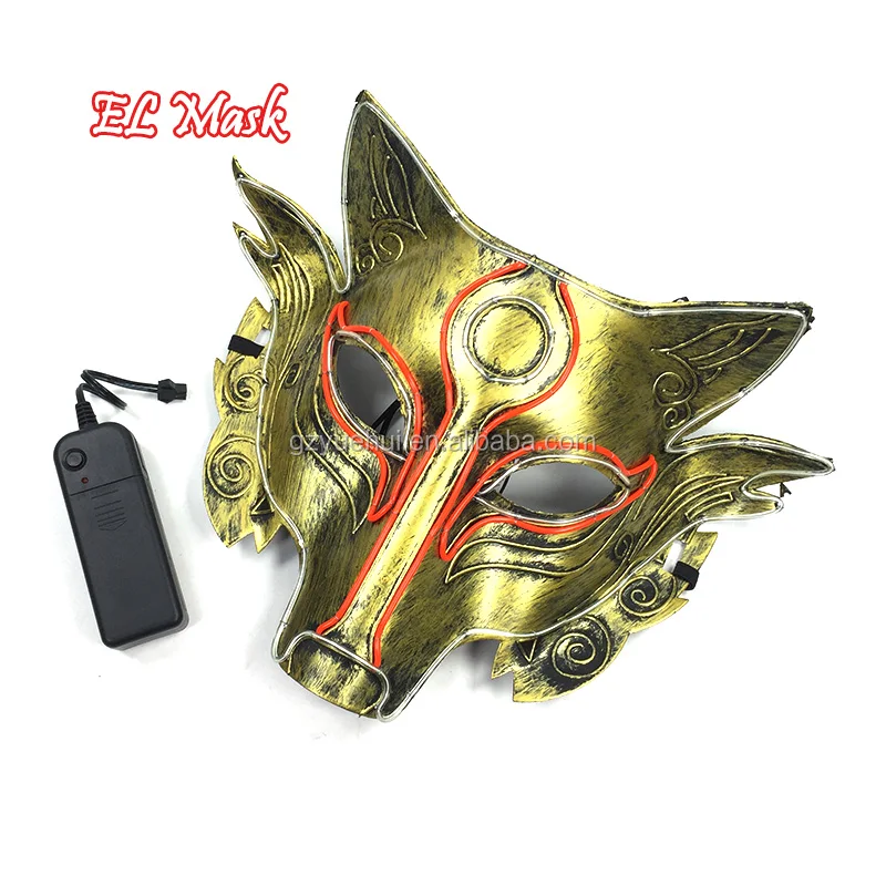 Led Luminous Party Cheer Mask Neon Led Scream Horror Mask Holiday Lights EL Wire Anonymous Making Fashion Accessory Mask by DC3V