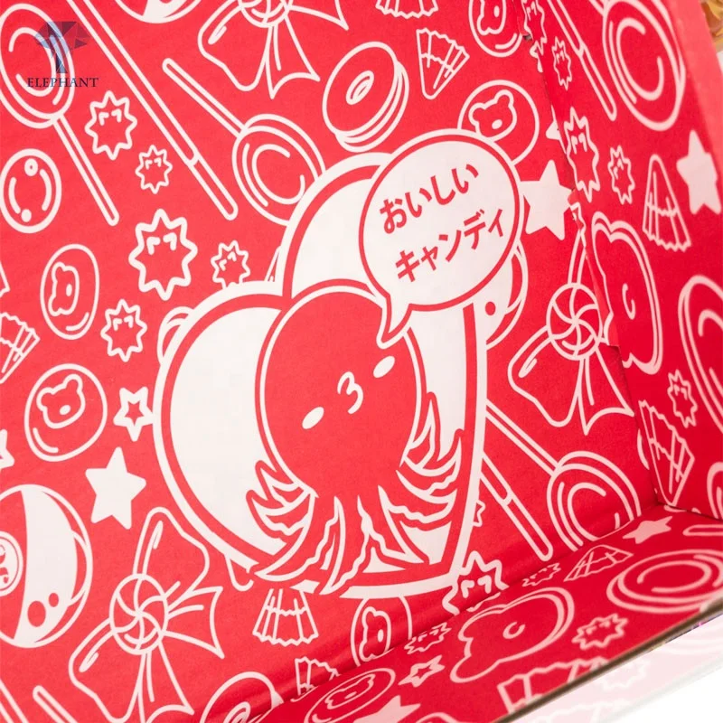 Custom Fancy Design Attractive Red Color Printing Christmas Candy Box