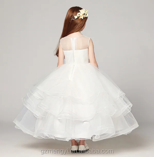 flower girl dress white lace christening dress With Beading 2017 alibaba hot sales