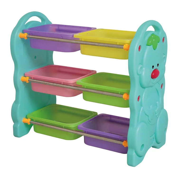Nursery School Colorful Plastic Toy Shelf For Kindergarten
