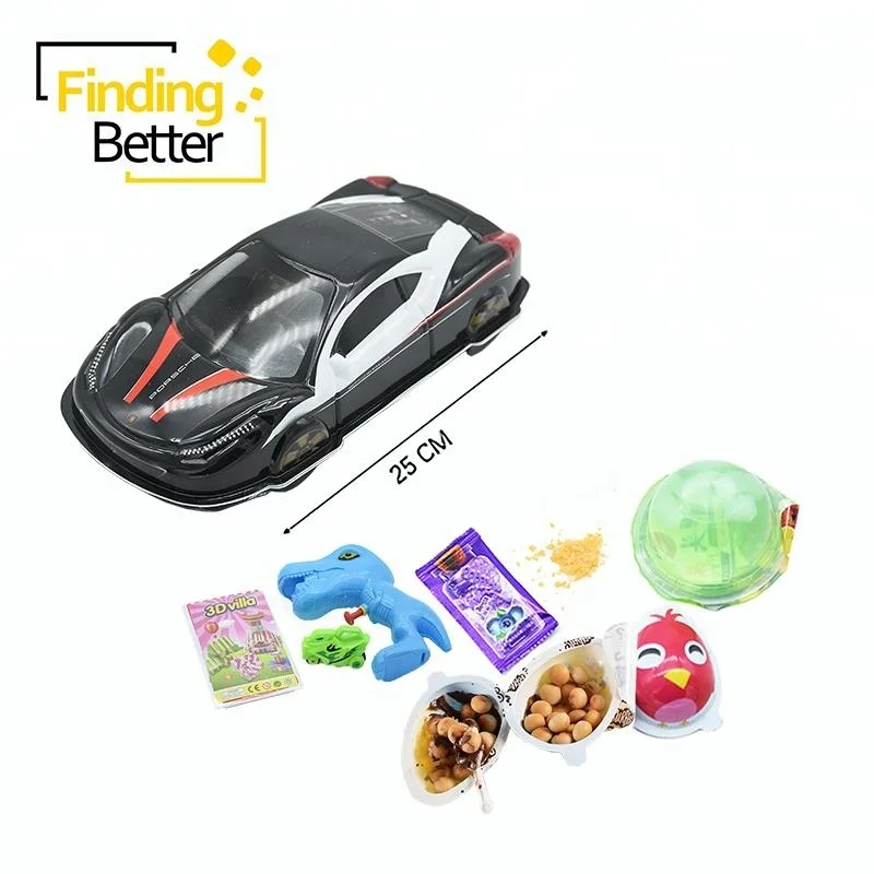 
New Products 2019 Big Plastic Car Filled Chocolate Eggs Mixed Biscuits Surprise Eggs with Toys 
