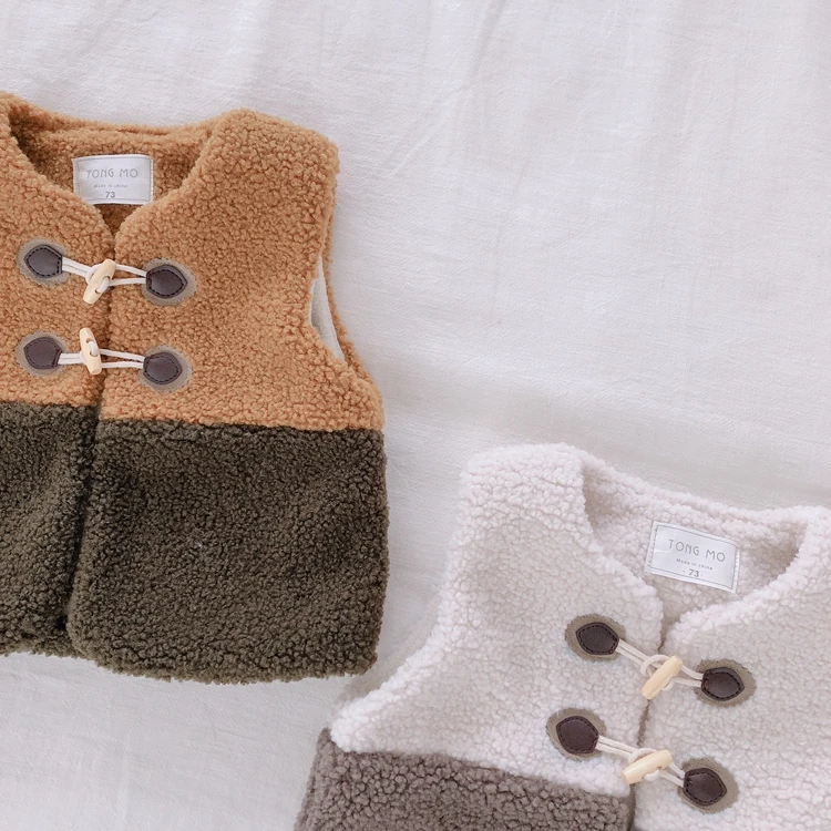 
3927/Winter stitching woolen small coat baby vest 