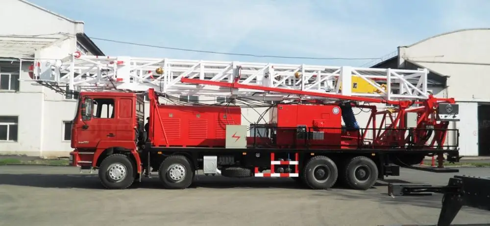 Single Mast Double drum 40ton XJ250 Fast Rapid  No-Guyline pulling Unit  hoist Workover rig