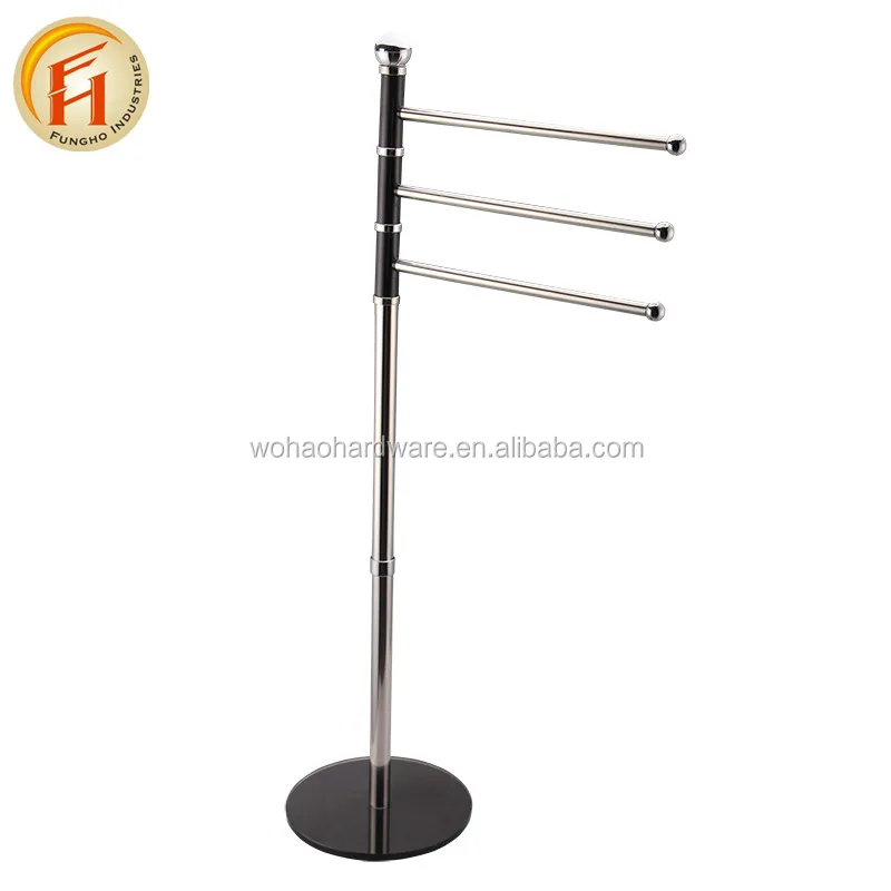 Hotel accessories free standing adjustable towel rack floor bathroom tube rack
