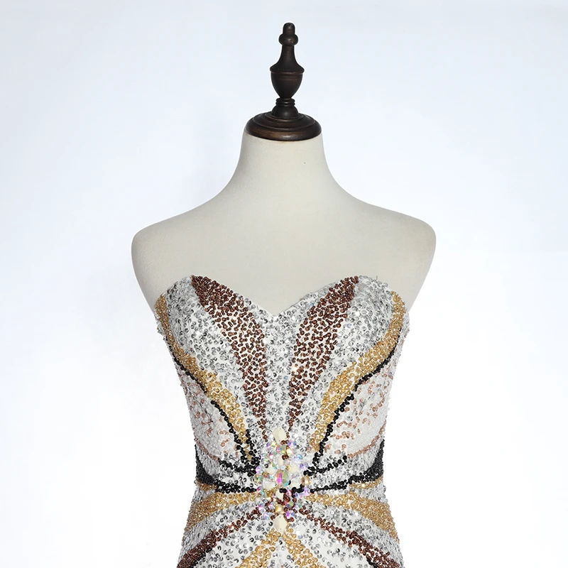 Women backless party gown beaded sequins long evening dresses luxurious