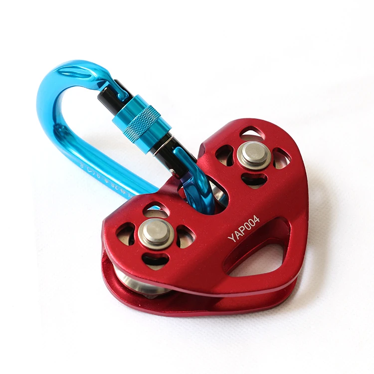 Ce Standard OEM 30kn Heart Pulley For Safety Aluminum 12mm Rope Single Pulleys Heart Type Pulley