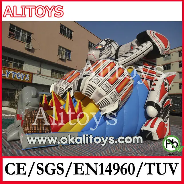 
 2015 новый дизайн слайд надувные, надувные дети робот слайд крытый площадка большие горки для продажи  