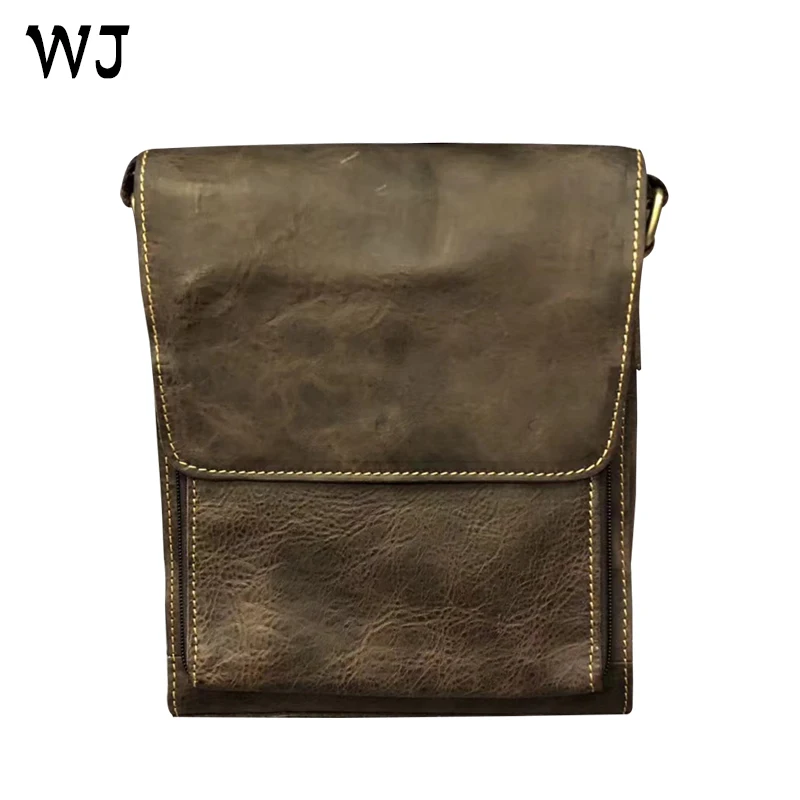 Fashion new arrival genuine leather men shoulder sling bag for man one year guarantee wholesale vintage style discount in stock