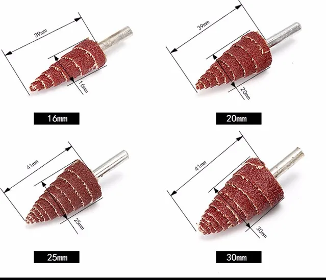 Abrasive 3/6mm Shank Tapered Grinding Head Emery Cloth Mandrel Mounted  Point metal stainless steel buffing  mingsha customized