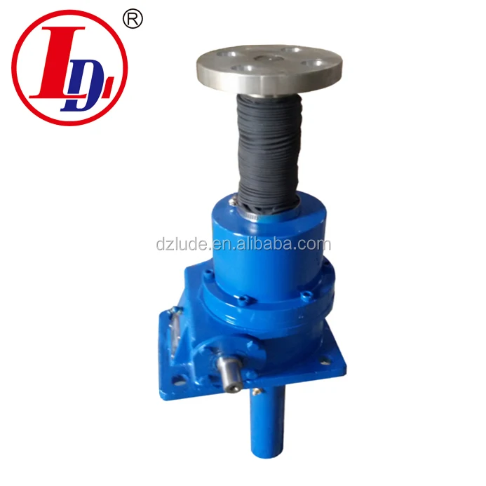Machine worm screw jack lift with bellow boot and flange mounting