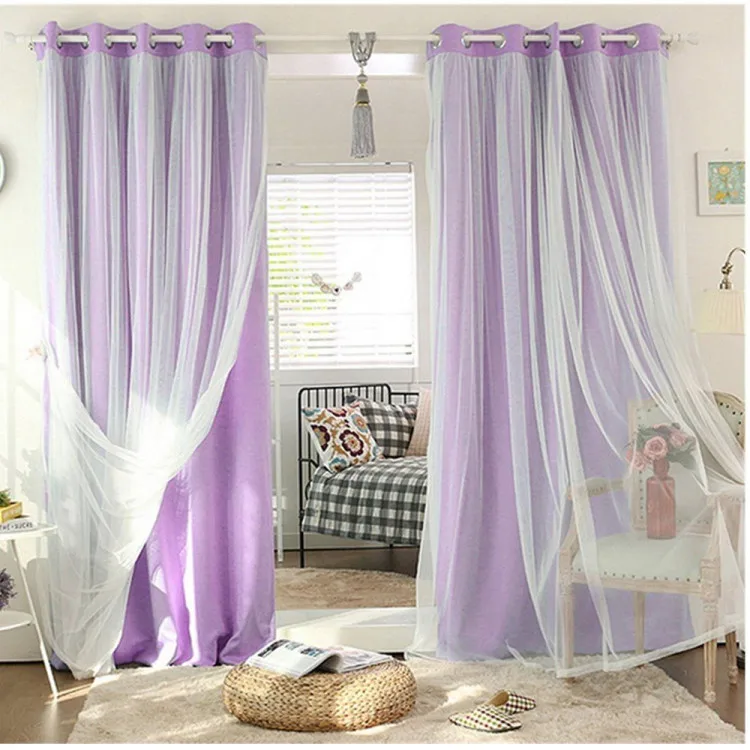 Mix Match Voile Blackout Draperies Curtains, Elegant Double Layer Solid Darkening Window Treatment Panels Drapes