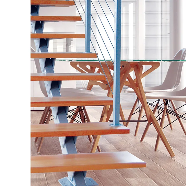 
High quality indoor floating staircase solid wood designs 