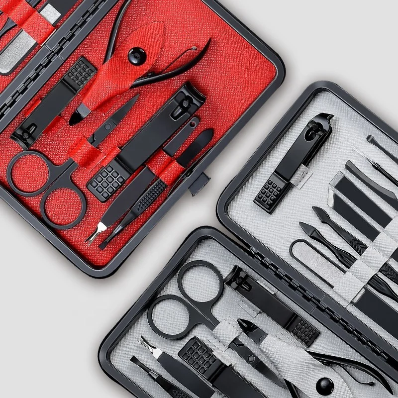 15pcs kit manicure pedicure set with leather bag manicure set logo mens manicure set