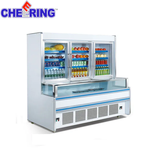 Supermarket Used Equipment open glass door display refrigerator showcase for sale price