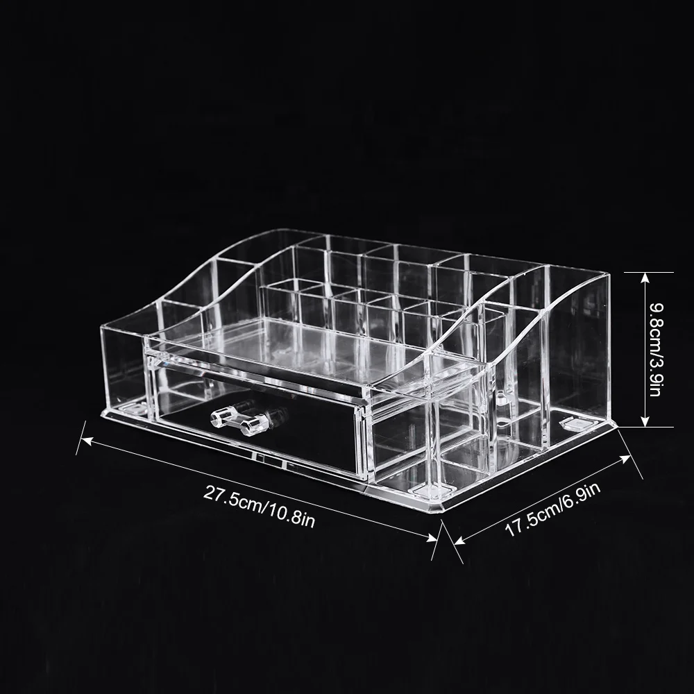 Cosmetic Organizer Acrylic Beauty Makeup Box Storage Organizer Lipstick Holder with Drawer Jewelry Box Organizer Clear Wholesale